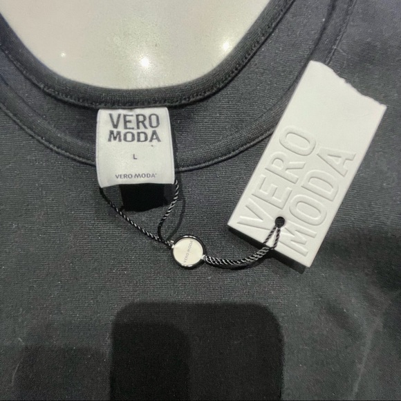 🌸3 for $30 NWT Vero Moda Black Dress Mini long sleeves Size L - Picture 3 of 12